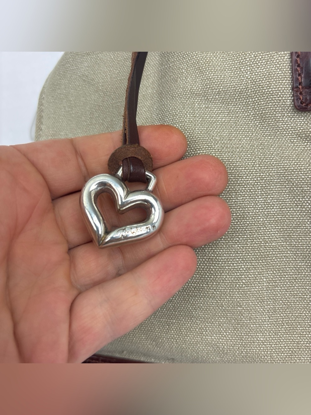 Brighton Heart Shapes Purse Tan Brown Cut Out Satchel Bag Charm One World - Picture 5 of 14